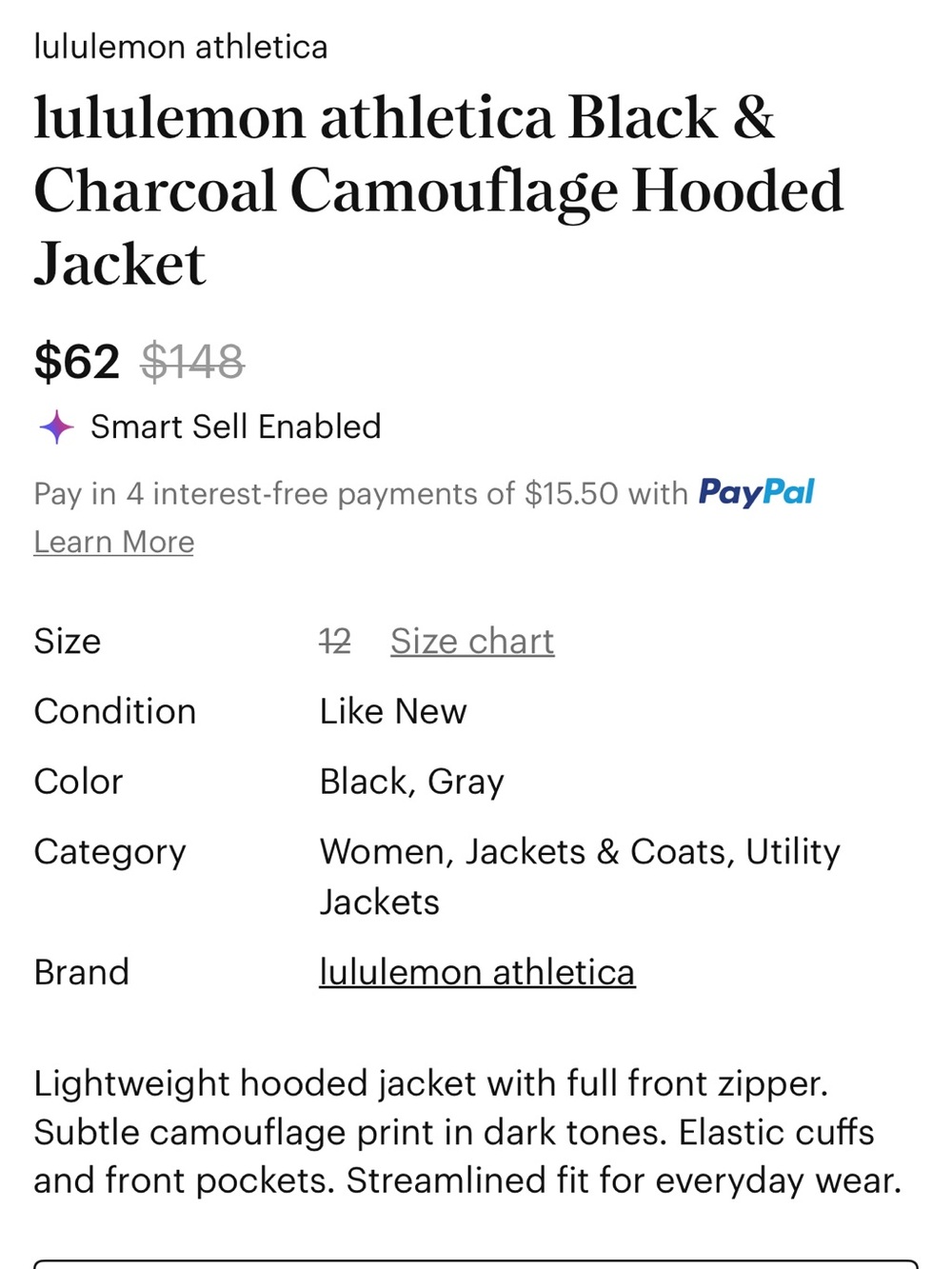 lululemon athletica Black & Charcoal Camo Zip Utility Jacket - Picture 2 of 2